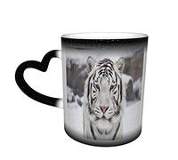 YINGD White Tiger Color Changing Mug in The Sky Ceramic Heat Sensitive Cup Latte Mugs Heat Sensitive Design for Gifts Office Personalized Idea 12 Oz