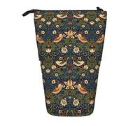 YINGD William Morris Strawberry Thief Floral Pattern Pencil Case Expandable Peanuts Organizer Bags Retractable Pen Case Cute Large Capacity Boy Girl Stationery Pouch Lightweigh