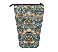 YINGD William Morris Strawberry Thief Pencil Case Expandable Peanuts Organizer Bags Retractable Cute Large Capacity Boy Girl Stationery Pouch Lightweight for School Office CC5