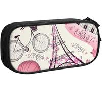 YINGD WQ The Paris Tower and A Bicycle Print Pencil Pen Case Double-Layer Pencil Box Bag Pencil Cases Organizer for Office College School Adult Teen Gir