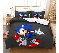 YINGD wrtgerht Sonic The Hedgehog Bedding Set,3D Animated Characters Quilt Duvet Cover Sets,Sonic Boy Bed Cover Soft,Sonic Boy Duvet Set with Zipper Double