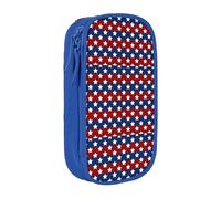 YINGD XMXY Large Capacity Pencil Case, America Grunge Striped Map Pencil Box Pouch with Compartments Portable Pencil Bags with Zipper for Teen Girl Blue