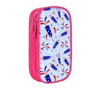 YINGD XMXY Large Capacity Pencil Case, Patriotic Blue American Pencil Box Pouch with Compartments Portable Pencil Bags with Zipper for Teen Girl Pink