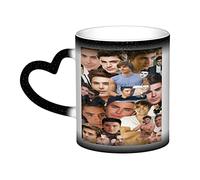YINGD Zac Mug Efron Ceramic Photo Coffee Mugs Magic Heat Sensitive Color Changing Coffee Mug Milk Tea Cup Personalized Gifts for Family Lovers Friends Starry Sky Black