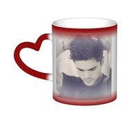 YINGD Zac Mug Efron Ceramic Photo Coffee Mugs Magic Heat Sensitive Color Changing Coffee Mug Milk Tea Cup Personalized Gifts for Family Lovers Friends Starry Sky Red