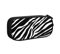 YINGD Zebra Print Pencil case Large Capacity for Women Men Pencil Box Double Zipper Stationery Bag with Compartments