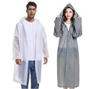 YingErTool Waterproof Rain Poncho, 2 Pcs EVA Lightweight Reusable Rain Coat Jacket with Hood and Drawstring, Emergency Portable Poncho for Women Men Family Outdoor Hiking, Cycling, Camping