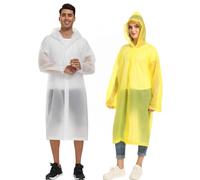 YingErTool Waterproof Rain Poncho, 2 Pcs EVA Lightweight Reusable Rain Coat Jacket with Hood and Drawstring, Emergency Portable Poncho for Women Men Family Outdoor Hiking, Cycling, Camping