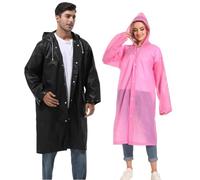 YingErTool Waterproof Rain Poncho, 2 Pcs EVA Lightweight Reusable Rain Coat Jacket with Hood and Drawstring, Emergency Portable Poncho for Women Men Family Outdoor Hiking, Cycling, Camping