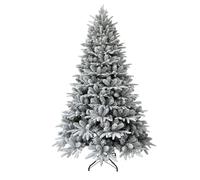 Yinghesheng 5 ft /6ft /7ft Luxury Christmas Tree Snowy Effect Whith Metal Stand Flocked Tips, Snow Tipped Artificial Pine Easy Assembly for Xmas Indoor Home Office Outdoor Party Decoration,1.5m