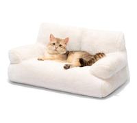 Yinghesheng Cat Beds for Indoor Cats, Cat Dog Sofa Kitten Puppy Bed with Non-Slip Bottom, Soft Sofas & Chairs for Dogs Pet Sleeping Bed Breathable,White,55 x 40 x 26cm