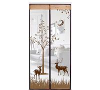 Yinghesheng Fly screen door, Insect Screen Door Durable Polyester Fabric without Drilling Magnetic Insect Door without Gap, Patio Mosquito Screen,Brown,80X200CM