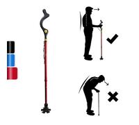 Yinghesheng Folding Walking Stick for Men,Height Adjustable Posture Walking Stick with Ergonomic Handle,Lightweight Walking Sticks for Women,Self-Stand Posture Cane to Help Stand Straight,Red