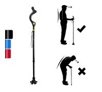 Yinghesheng Folding Walking Stick for Men,Height Adjustable Posture Walking Stick with Ergonomic Handle,Lightweight Walking Sticks for Women,Self-Stand Posture Cane to Help Stand Straight,Black