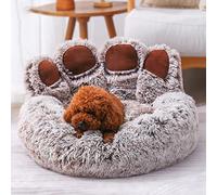 Yinghesheng Plush Dog Bed XL, Cat Bed Sofa Cute Bear Paw Shape Pet Sleeping Beds for Medium Dogs and Cats, Cuddler Nest, Brown, 80x80x42cm