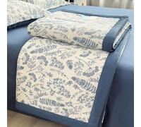 Yinghesheng Quilted Bedspreads - Lightweight Summer Bed Duvet & Throw | UK Single/King Sizes Comforter Soft Hypoallergenic Breathable 100% Cotton Floral Printed Pattern Bedding,D,150x200cm