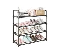 Yinghesheng Shoe Rack, Shoe Storage Organiser, Tool-Free Assembly, Black Long Stackable Shoe Racks, Strong Design, Versatile Metal Storage Rack for Hallway,Bedroom,Bathroom,4 Tier (60W x 73H cm)