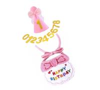 YINGhhh 3PCS Pet Birthday Costume Set Bib Hat with Elegant Bowknot Age Number Sticker Soft Felt Materials Party Supplies Birthday Party Accessories
