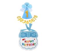 YINGhhh 3PCS Pet Birthday Costume Set Bib Hat with Elegant Bowknot Age Number Sticker Soft Felt Materials Party Supplies Birthday Party Accessories