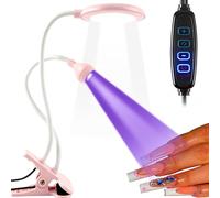YINGJEE UV Nail Lamp, Nail Dryer LED Glue Curing Lamp Double-Headed Nail Lamp UV Flash Cure Light Professional Led Nail Tech Lamp for Gel Nails Drying Light for Curable Press On Nails（Pink）
