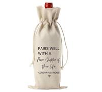 Yingjie 1 PCS New Beginnings Gift Wine Bag,Flax Drawstring Bag Reusable Drawstrings Wine Bags,Farewell Gifts for Coworkers Pairs Well with A New Chapter New Beginnings Moving Away Gift for Friends