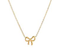 Yingjie Gold Bow Necklace, Women & Teens, Titanium Steel, Classic, Butterfly Shaped Clasp, Necklace
