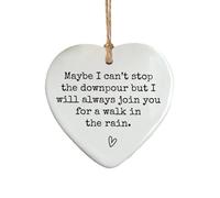 Yingjie Maybe I Can't Stop the Downpour Plaque, Friendship Gifts for Women, White Ceramic, 5cm x 1cm
