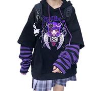 YINGKE Women's Japanese Cute Kawaii Anime Pattern Hoodies Girls Harajuku Style Pullover Sweatshirt (M,Purple5)