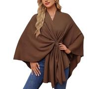 YINGKE Women's Shawl Wraps Oversized Elegant Knitted Cape Open Front Poncho Scarf Blanket Cardigan Coat for Spring Autumn Winter(Brown)
