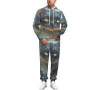 YINGLIMY Men's Suit Cat Wolf 3D Printed Hoodie Trousers Suit Rose Cat Tracksuit Casual Couple Animal Jogging Sweat Suit Set, 5, 5XL
