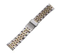 YINGO 18 20mm 22mm Stainless Steel Watchband Compatible With Breitling Watch Strap Silver Gold Men Bracelet Push-Button Hidden Clasp(Silver and gold,18mm)
