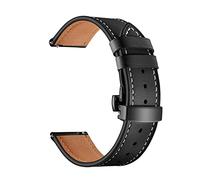 YINGO 20mm 22mm Genuine Leather Strap Compatible With Galaxy Watch 4 3 Classic Band 42mm 46mm Active 2 40mm 44mm Bracelet Compatible With Huawei GT 2(Black black,22mm)
