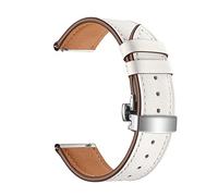 YINGO 20mm 22mm Genuine Leather Strap Compatible With Galaxy Watch 4 3 Classic Band 42mm 46mm Active 2 40mm 44mm Bracelet Compatible With Huawei GT 2(Silver white,22mm)