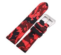 YINGO 22mm 24mm 26mm Camouflage Colorful Rubber Watch Band Compatible With Strap Gear S3 Classic(Red Silver buckle,22mm)