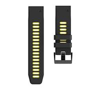 YINGO 26MM 22MM 20MM QuickFit Strap Compatible With Garmin EPIX Fenix 7 7X 7S Solar 6 6X 6S Pro 5X 5S Plus/Instinct 2/Forerunner 945 Silicone Band(Black yellow,For Fenix 6X Pro)