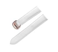 YINGO Belt Leather Watch Strap Litchi Soft Leather Men's Belt Ladies' Strap Compatible With Cartier Tank London Blue Watch Accessories(White Rose Buckle,22mm)