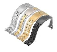YINGO Curved End Strap 16mm 18mm 21mm 24mm 26mm 22mm 20mm Stainless Steel Bracelet Compatible With 45mm Band(Silver gold,16mm)