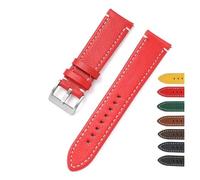 YINGO Double-sided Leather 18mm 20mm 22mm 24mm Watchband Quick Release Watch Band Strap Men Women Yellow Red Black Watch Accessories(Red,18mm)