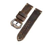 YINGO Handmade Crazy Horse Leather Watchband 20 22 24 26MM Brown Calfskin Strap With Bronze Buckle Compatible With PAM111 441(22MM)