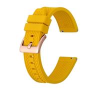 YINGO High Performance Fluororubber Watch Strap 18mm 20mm 22mm Rubber Quick Release Strap For Men Women Sports Watchband(Yellow-Rosegold,20mm)