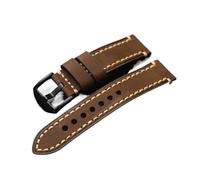 YINGO Vintage Brushed Brown Black Cowhide Strap 18mm 20mm 21mm 22mm 23mm 24mm 26mm Soft Crazy Horse Leather Bracelet(Brown black buckle,26mm)