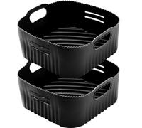 YINGRACE 8 inch/20cm Silicone Air Fryer Liners, 2PCS Air Fryer Accessories Compatible for Cosori 4.7L 5.5L, Tefal Easy Fry Max 5L, Ninja 4.7L Square Air Fryers, BPA-Free Reusable Airfryer Liners