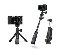 YINGSHIJIANG Portable Cell Phone Tripods & Desktop Tripod & Extendable Selfie Stick (18-45cm), 360° Phone Clip & Cold Shoe Mounts - for iPhone/Samsung/GoPro/DJI/Canon/Sony Cameras/Lights