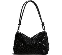 YingStar Sequin Evening Bag, Small Glitter Sparkly Evening Handbag, Sequin Evening Dumpling Bag, Ladies Women Black Shiny Evening Clutch Underarm Shoulder Crescent Bags for Wedding Prom Party
