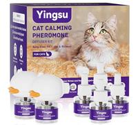 Yingsu Cat Calming Diffuser, Effective Therapet MD Cat Diffuser, Relaxing Cat Calming Pheromone Diffuser for Cat Anxiety Relief Reduce Stress Fighting Scratching, 2 Diffusers 4 Refills