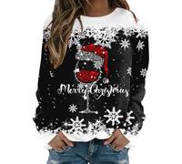 Yinguo Arran Jumpers - Plus Size Women's Casual Christmas Tops with Thick Fleece & Printed Sweatshirts UK
