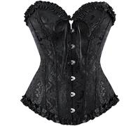 Yinguo Black Corset Ladie's Lace Up Boned Overbust Corset Top for Women Halloween, Christmas, Pirate Party, Wedding, Cosplay Gothic Costumes Plus Size Bustier Lingerie Bodyshaper Black M