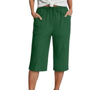 Yinguo Capri Pants for Women UK Culottes Linen Blend Floaty Tall Casual Navy Tummy Control Smart Palazzo Pants Pinstripe Viskose Ankle Grazer Jersey Flowy Short Leg Beach Elasticated Waist Boho