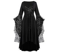 Yinguo Halloween Costumes Adult Women, Black Hooded Cloak, Dark Angel Costume, Gypsy Tops for Women, Carrie Costume Scary Halloween Costumes y2k, Addams Family Uncle Fester, lace Tights, y2k