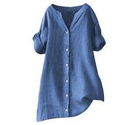 Yinguo Ladies Tops, 3/4 Sleeve Tops for Women UK,Womens Loose Summer Tops, Backless Tops for Women, Size 24 Tops for Women UK, Plus Size top, Womens Italian Tops, Women's Bubble Hem Tops Blue